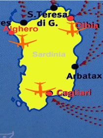 map of airports of sardinia