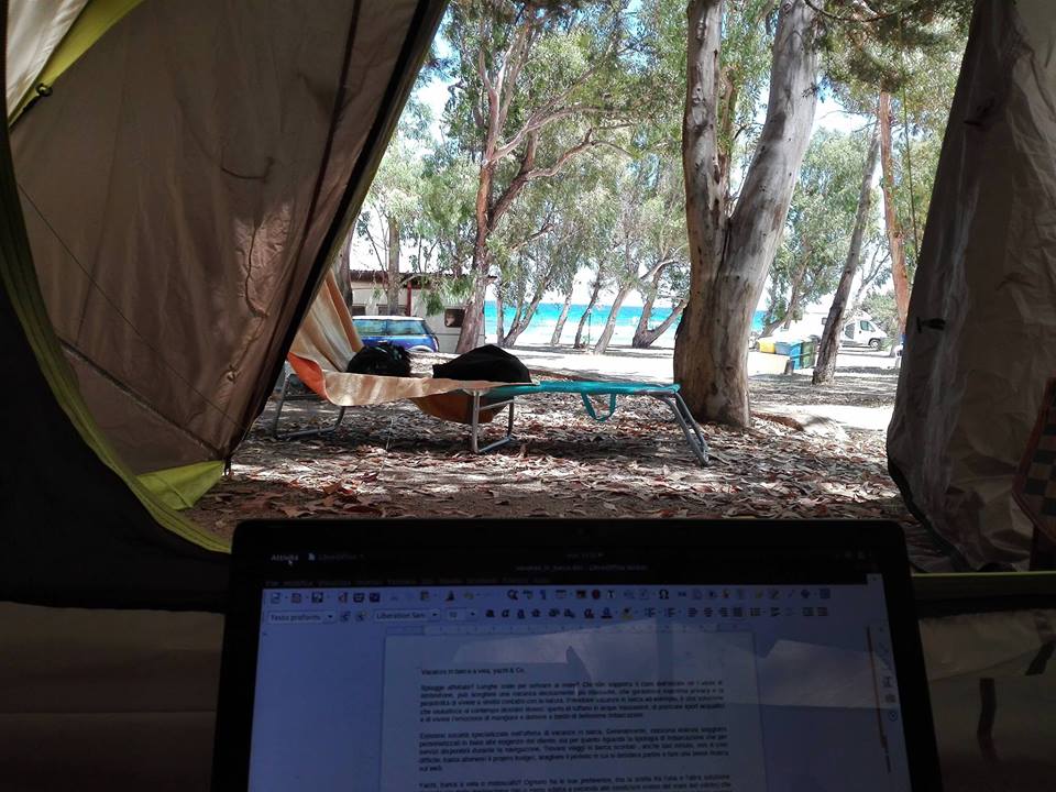 tent in front of a beach in Sardinia