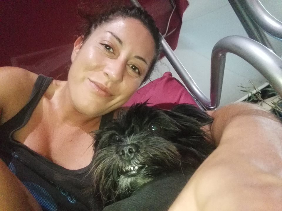 me and my dog in a campsite in Alghero